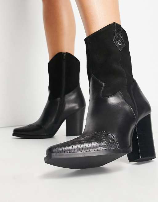 Steve Madden Ezzy heeled western boot in black | ASOS