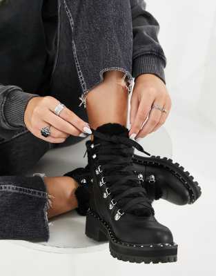 Steve Madden Fateful Chunky Ankle Boot With Stud Detail In Black