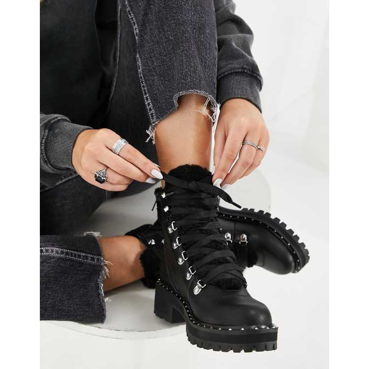 Steve Madden Fateful chunky ankle boot with stud detail in black