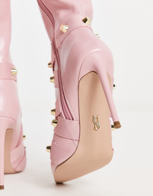 Pink studded boots hotsell