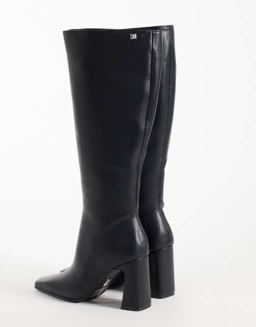 Steve Madden flared knee boots med blokhæl og spids tå i sort, 4 af 4