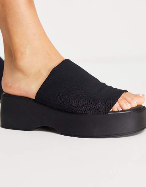 Steve madden black store slinky flatform mules