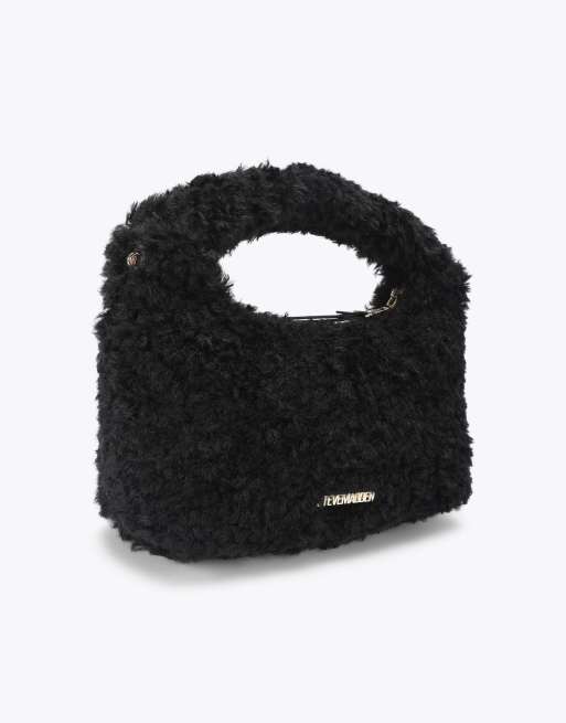 Steve Madden Fluffy bag black cross body in black, 3 of 4