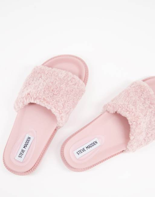 Steve madden pink best sale fuzzy slippers