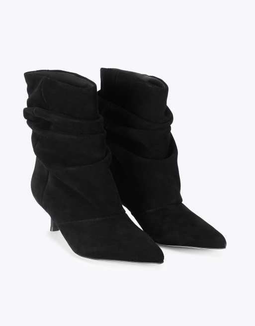 Steve Madden Flux black suede mid ankle boots in black, 2 of 4