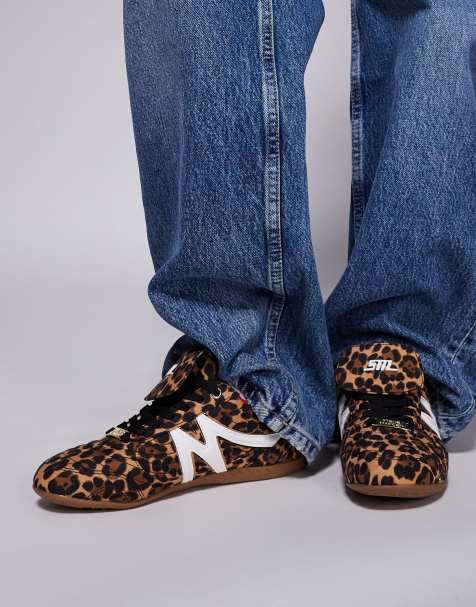 Steve Madden Freekick trainers with fold over detail in leopard - view 1