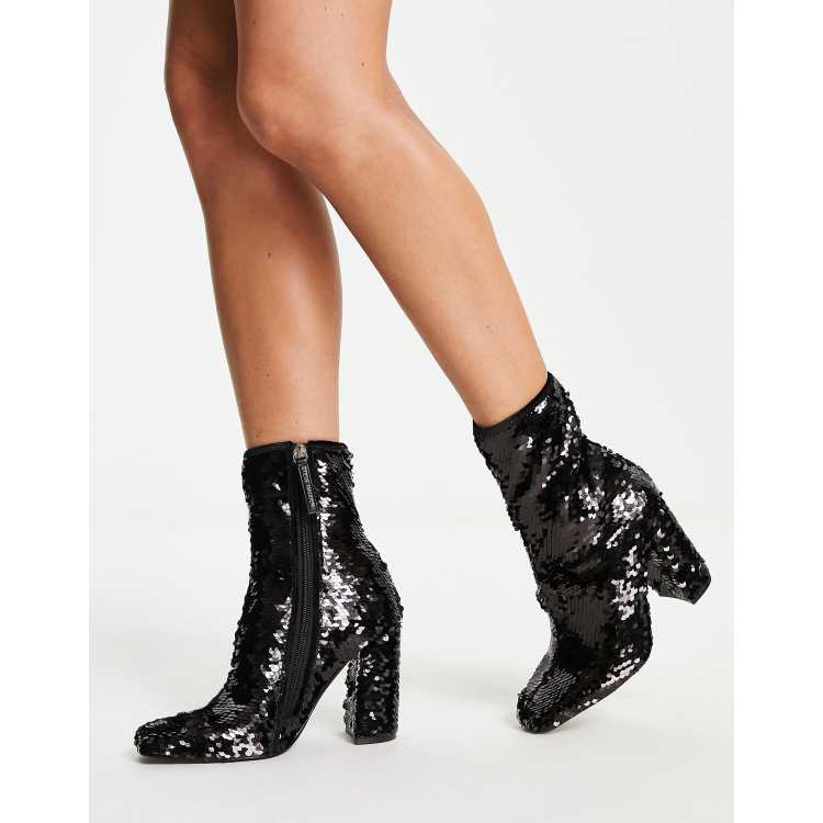 Black sequin ankle clearance boots