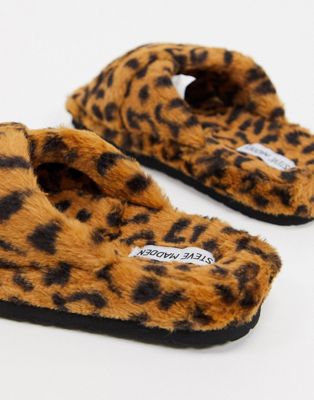 steve madden fuzzy leopard slippers