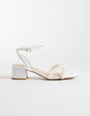  Gabby-P block heeled sandal with pearls in ivory satin