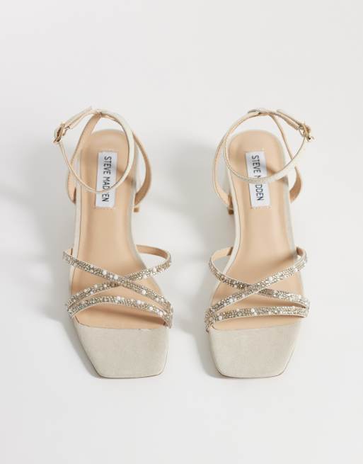 Steve Madden Gabby-P embellished block heeled sandal in pearl multi, 3 of 4