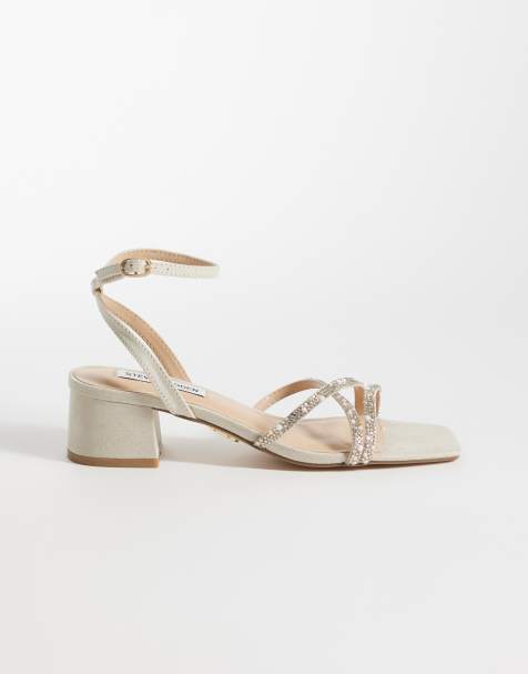 Steve Madden Gabby-P embellished block heeled sandals in faux pearl multi - view 1