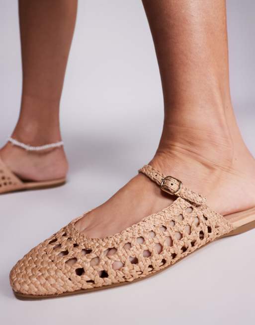 Steve Madden Glennie Mules plates tissées en raphia Naturel