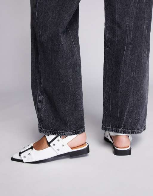 Steve Madden Grand Ave Scarpe bianche con cinturino sul retro e fibbie ASOS