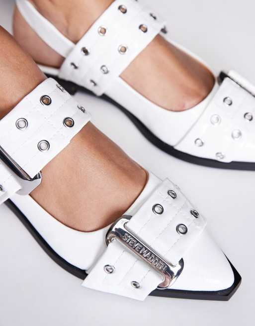 Steve madden white buckle boots online