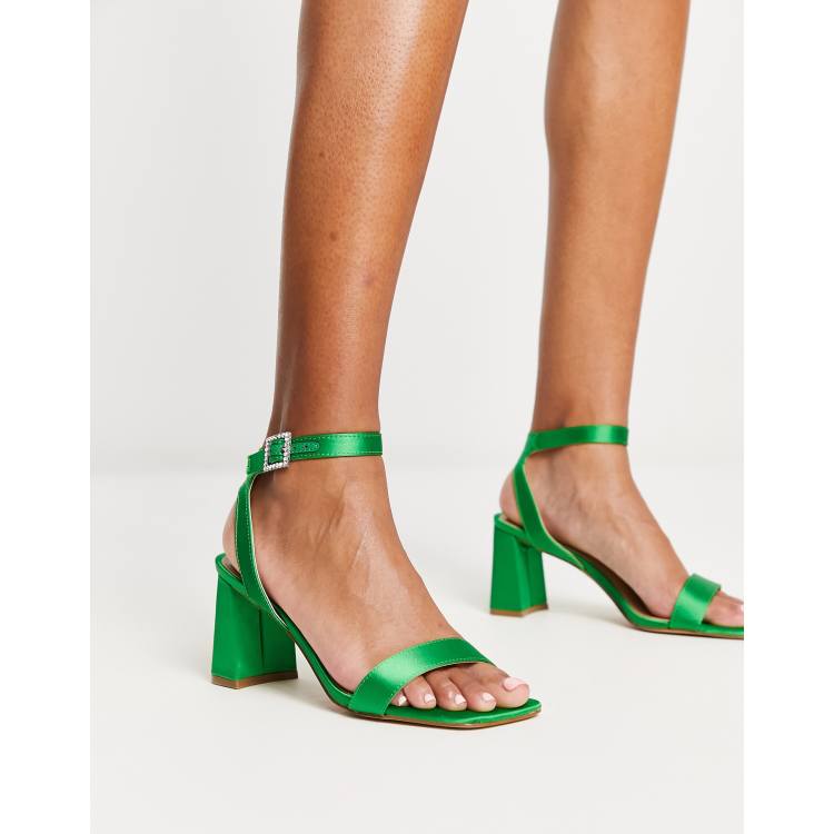 Green 2024 satin sandals