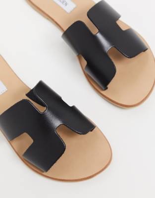 steve madden black leather sandals