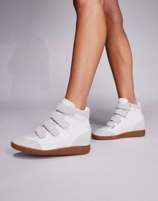 Steve Madden gum sole heeled trainers in white