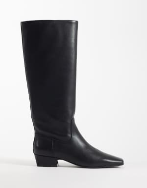 Steve Madden Gwyneth knee boots in black leather