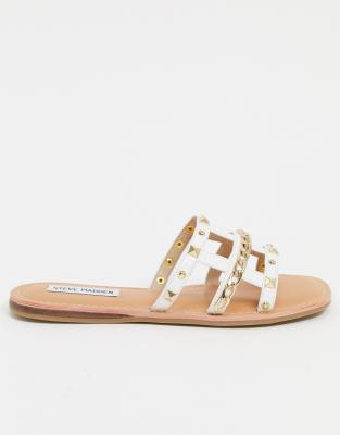 steve madden white flat sandals