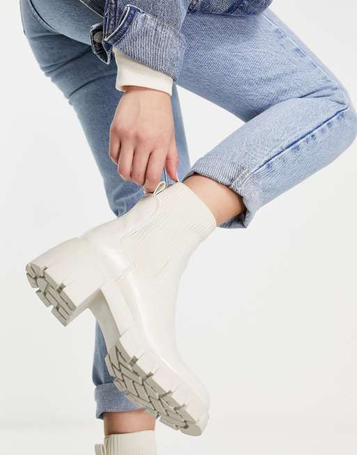 Steve Madden - Hayle - Bottines vernies à talon mi-haut et semelle chunky - Blanc os , 3 de 4
