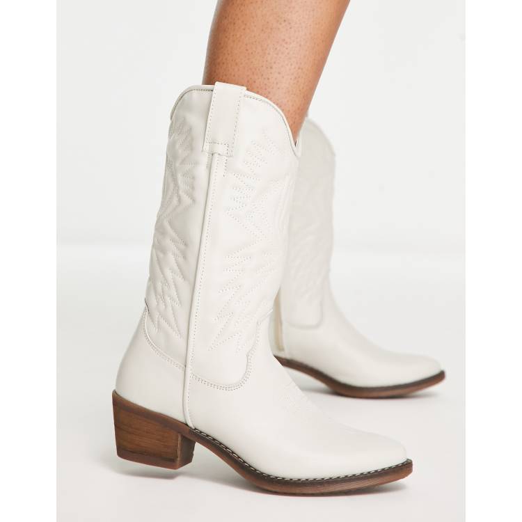 Steve Madden Hayward western knee boots in white