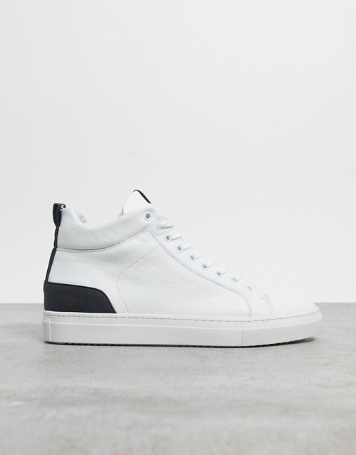 Steve Madden high top leather trainers in white