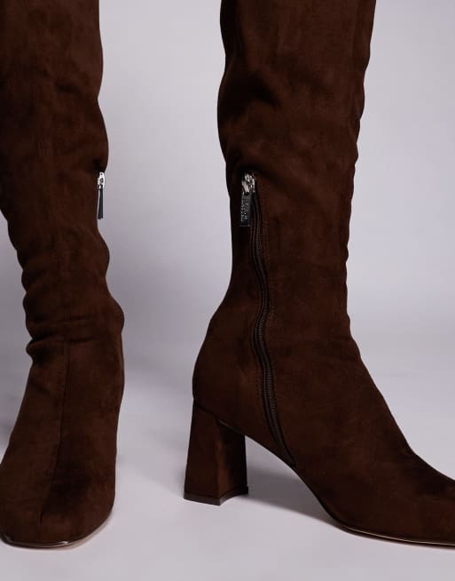 Steve Madden - Holly - Imitatiesuède kniehoge laarzen in bruin, 2 van 4
