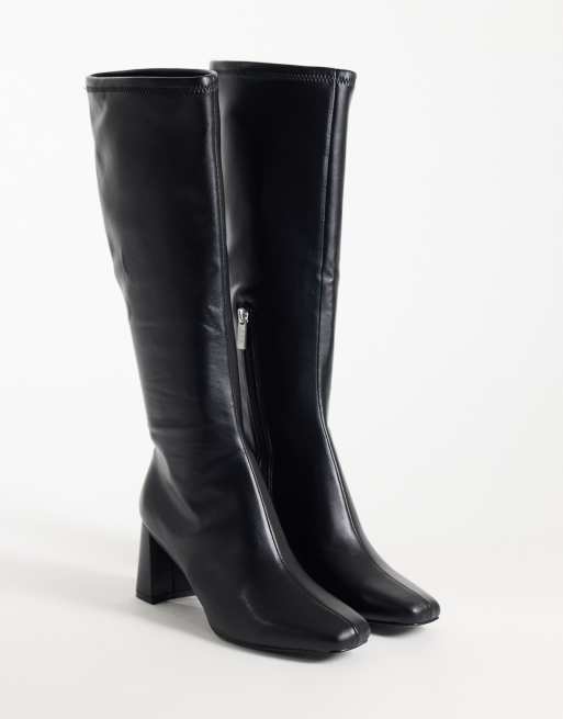 Steve Madden Holly Stiefel mit Blockabsatz bis zum Knie in schwarzem Leder, 2 von 4