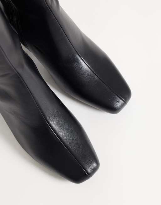 Steve Madden Holly støvler med blokhæl til knæet i sort læder, 3 af 4