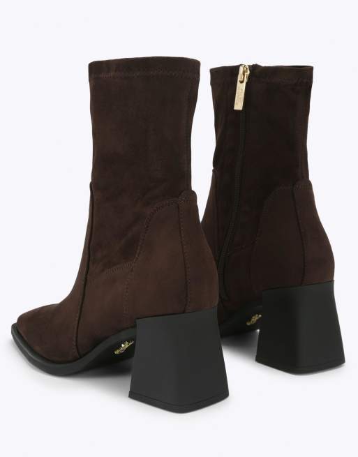Steve Madden Hover dark brown suedette  high ankle boots in dark brown, 3 of 4