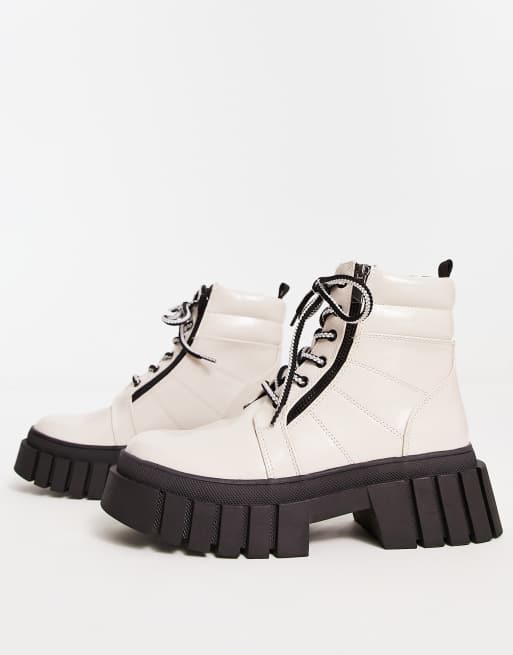 Steve Madden incredible chunky lace up boot in bone ASOS