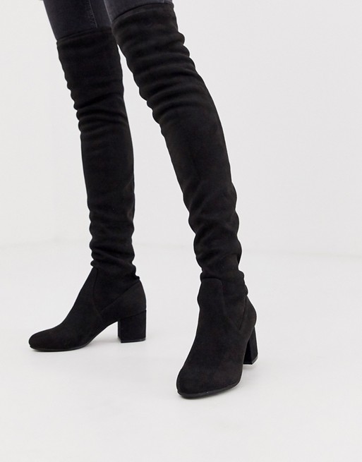 Steve Madden Isaac black mid heeled over the knee boots