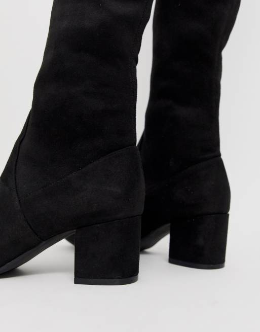 Steve Madden Isaac black mid heeled over the knee boots