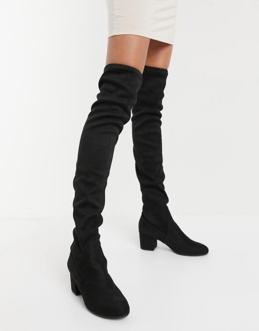 Steve Madden – Isaac – Czarne kozaki za kolano na obcasie