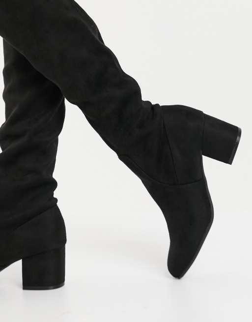 Steve Madden Isaac heeled over the knee boot in black ASOS