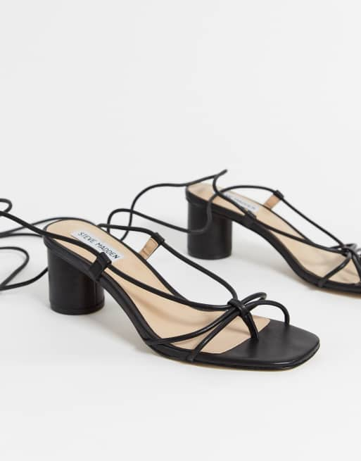 Steve Madden Ivanna mid heel naked sandal in black ASOS