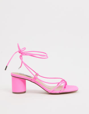 pink mid heel sandals