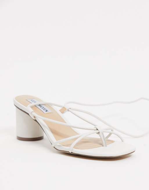 Steve Madden Ivanna strappy ankle tie heeled sandals in white ASOS