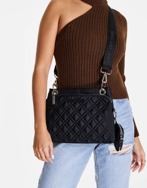 Steve Madden java quilted cross body bag in black | ASOS