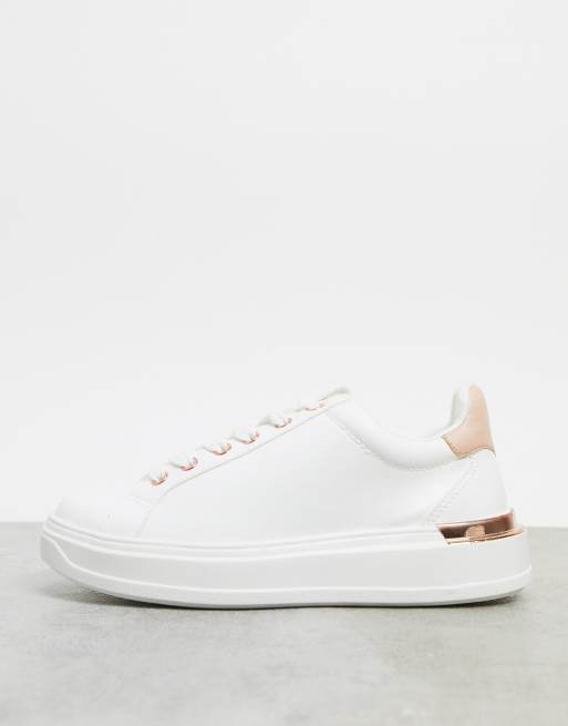 steve madden starling flatform sneakers in white and silver