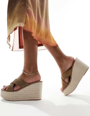 Steve Madden Steve Madden Jelisa-R embellished strap espadrille in bronze-Brown