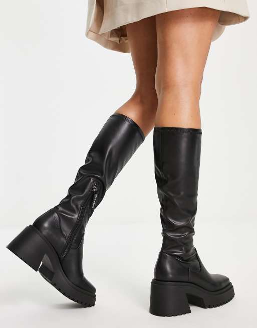 Steve Madden Jetstream heeled knee boots in black | ASOS