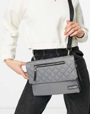 grey quilted crossbody bag