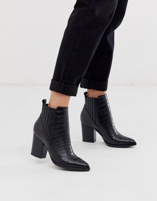 black leather croc boots