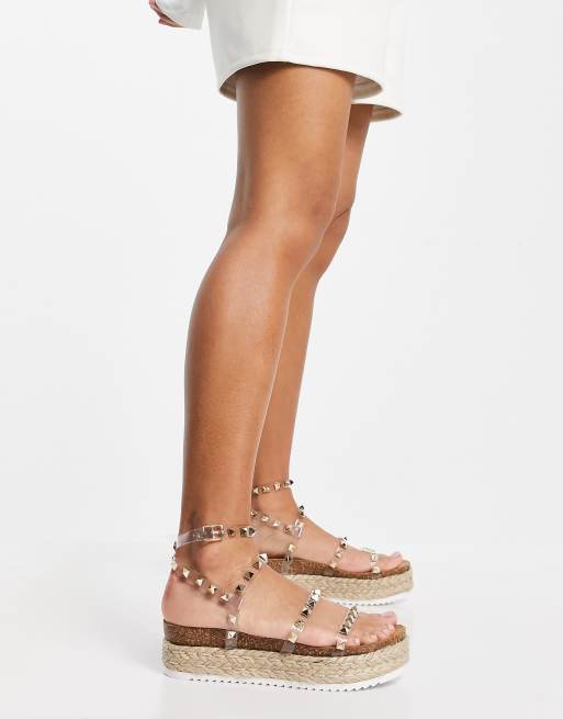 Steve Madden Kailee flatform espadrille studded sandals in clear