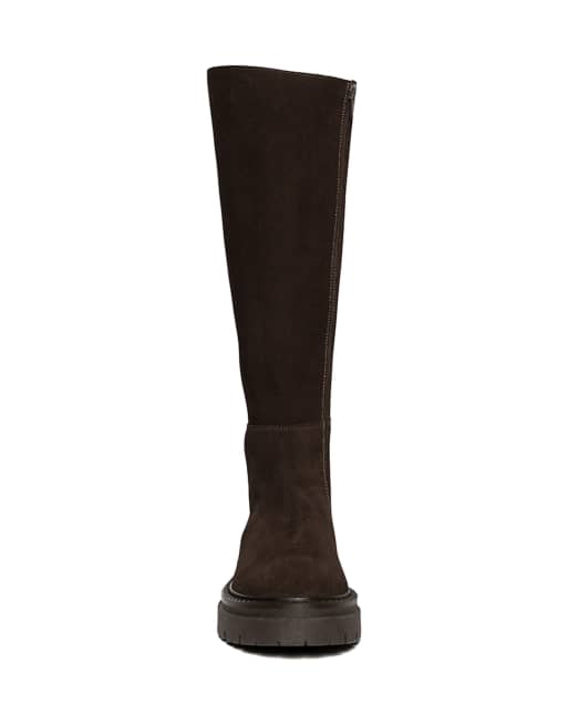 Steve Madden Kaja chunky knee boots in brown suede leather, 3 of 4