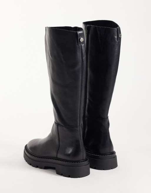 Steve Madden Kaja masywne kozaki do kolan ze skóry w kolorze czarnym, 3 z 4
