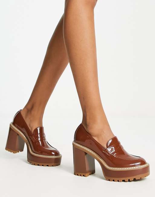 Steve Madden – Kansas – Brązowe loafersy na obcasie