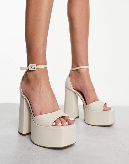 Steve Madden Kassiani heeled platform sandal in bone leather