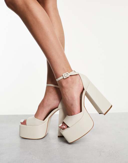 Steve Madden Kassiani heeled platform sandal in bone leather